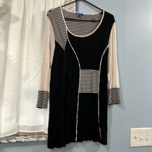 Blouse L black and white striped